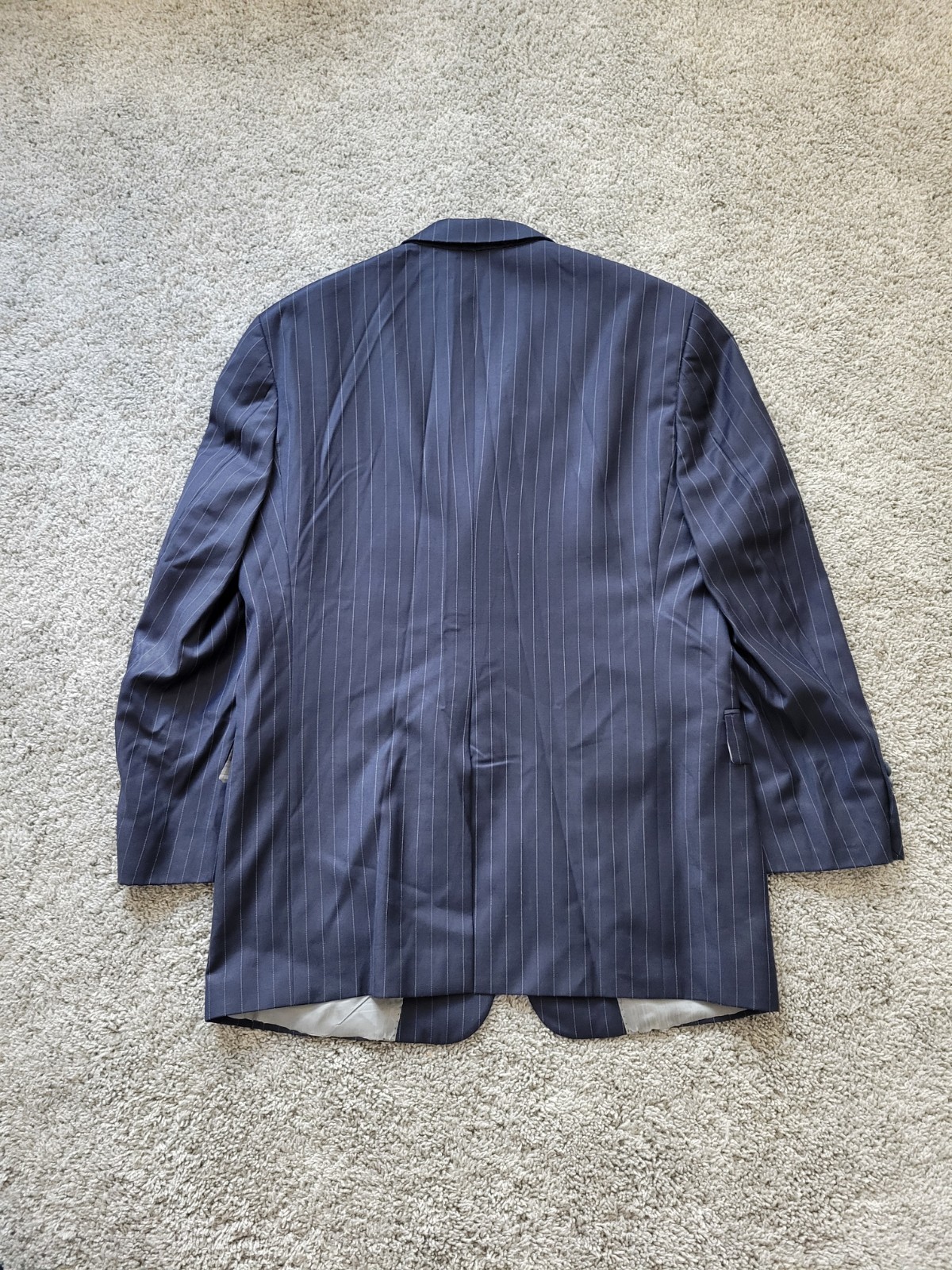 HART SCHAFFNER MARX Men's Sport Coat 40 R Blue Blazer Pinstriped 100% Wool USA