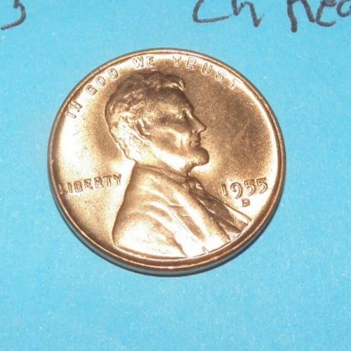1955 D          LINCOLN WHEAT CENT   CHOICE RED UNCIRCULATED  #5
