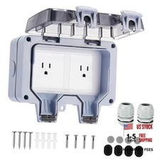 15 Amp Outdoor Electrical Outlet Box, Dual NEMA 5 Dual 5-15 Outet w/ Standard