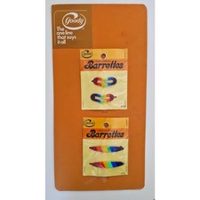 VINTAGE NEW 1980's Goody Rainbow Hand Crafted Barrettes Set of 4 On Card RARE