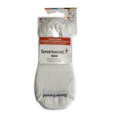 Smartwool RUN No Show Socks Merino Wool Targeted Cushion Size Large White NWT