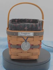 Longaberger 1993 Inaugural Basket w/Patriotic Liner, Protector & Eagle Medallion