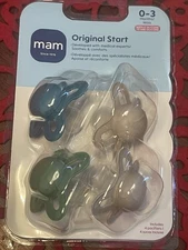 MAM 0-3 MONTHS SILICONE PACIFIER COLORFUL VARIETY 4 PACK BUNDLE