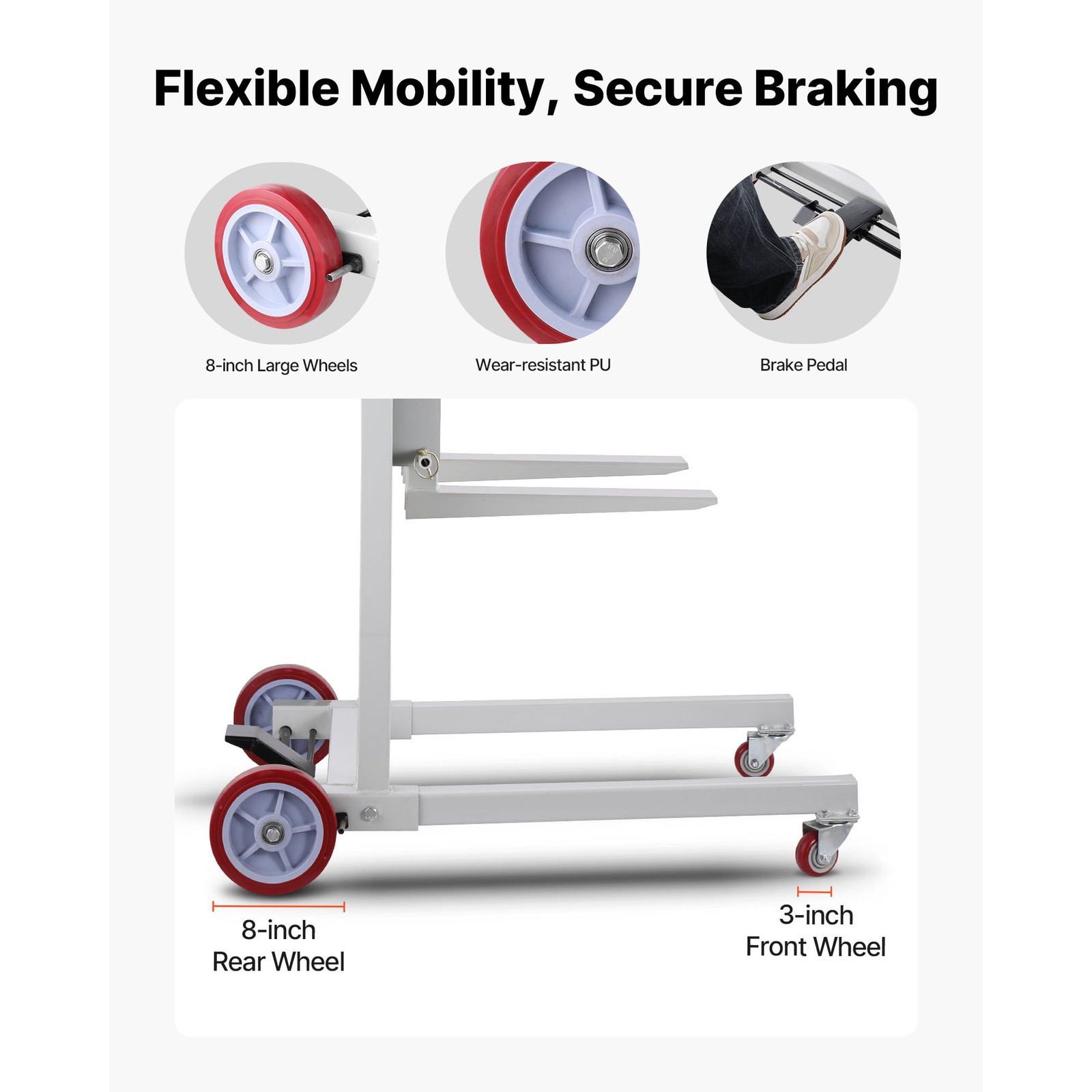 Uimoso Material Lift Winch Stacker 551 lbs Capacity Pallet Truck with 70 in Lift