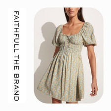 NWT Faithfull the Brand Sylvie Sabinosa Floral Print Mini Dress Sz. 2 [XS] White