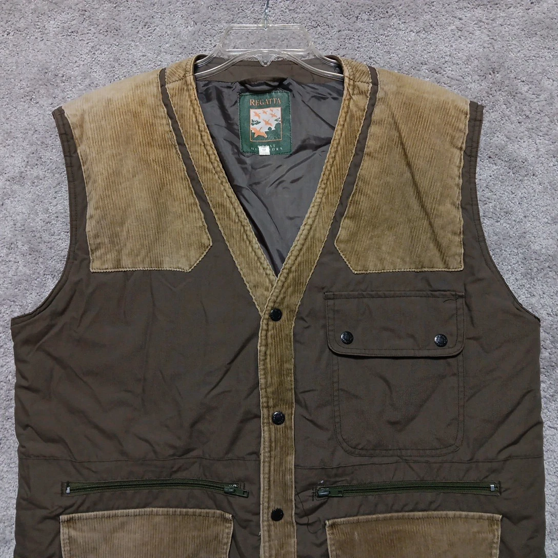 Barn Chore Vest Mens Large Brown Regatta Corduroy Country Outdoors Button Up