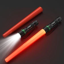2 Pack Traffic Wand, 16 Inch LED Traffic Flashlight, Orange Safety Signal Baton