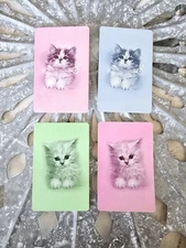 Vintage Mid-century Kitten Playing Cards, Kitty Cat Cards, Swap Trade Cards
