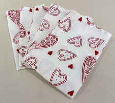 NEW Valentine's Day Set of Five 17" X 18" Heart Napkins Cotton Blend No Tags