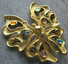 JJ Jonette Gold Tone Modernist Figural Butterfly Synchro Swimmer Sign Pin Brooch — photo 8