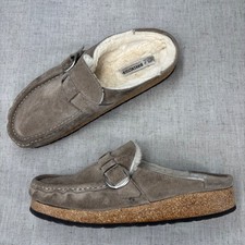 Birkenstock Buckley Shearling Gray Suede Clogs Mules Women's EU 40 NARROW