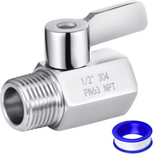 Shower Head Shut off Valve, 304 Stainless Steel Mini Ball Valve NPT Thread 1/2"
