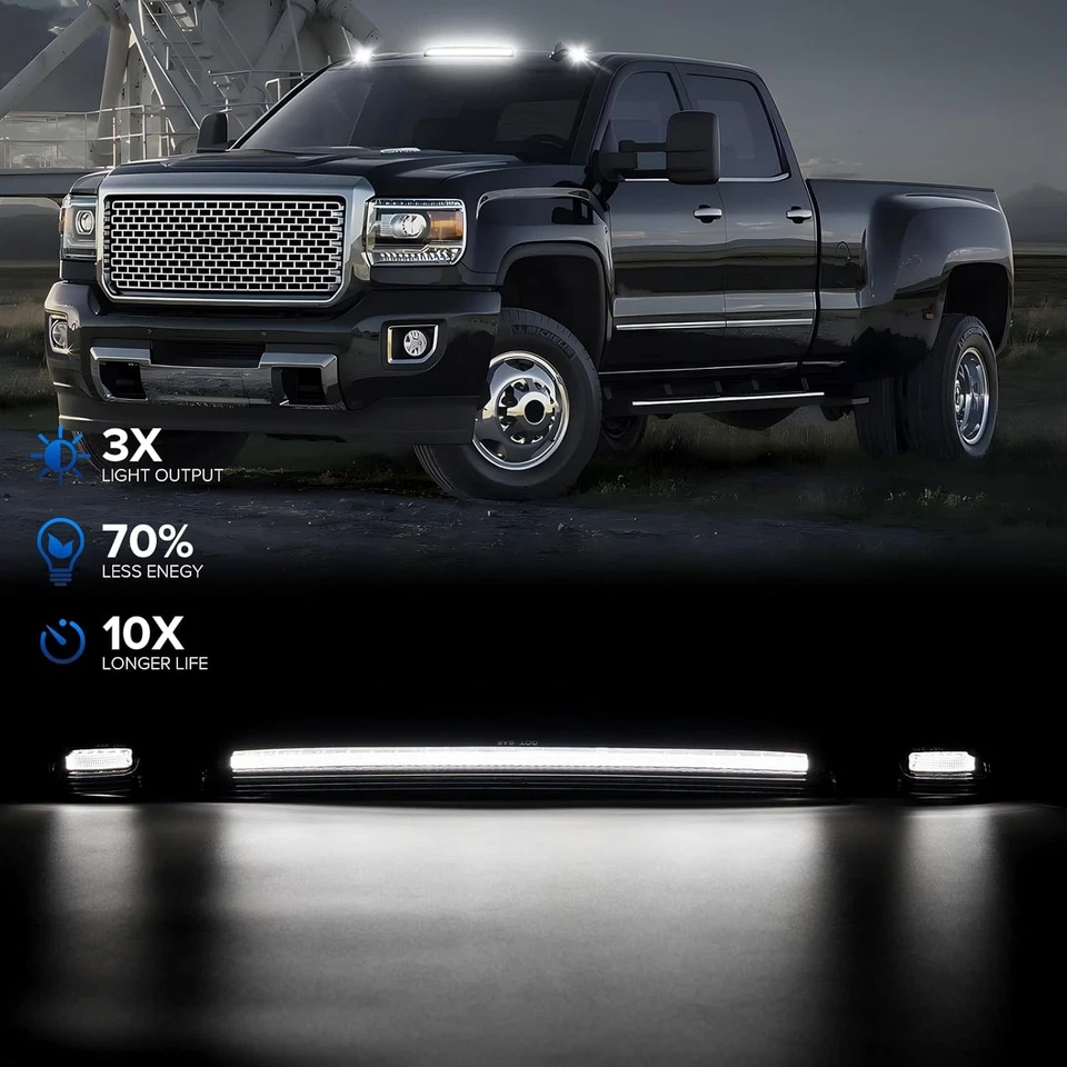 For Chevy Silverado GMC 2500HD 3500HD 2015-2019 White Cab Roof Marker LED Lights - Изображение 4 из 4