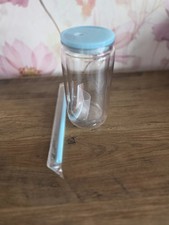 16oz Blue Acrylic Snow Globe Tumbler With Straw Brand New Uk Seller
