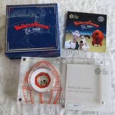 2019 WALLACE AND GROMIT 50 PENCE SILVER PROOF WITH COLOUR - boxed/coa