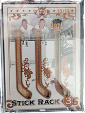 2021-22 Leaf Lumber Hockey Stick Rack 3 Relics Howe, Hull & Crosby 15 /15