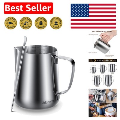 Stainless Steel 12oz Milk Frothing Jug with Artistic Latte Pen for Home Baristas