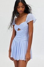 Kimchi Blue Diana Ruched Romper XS NWT Flutter Sleeve Coquette Dress Balletcore