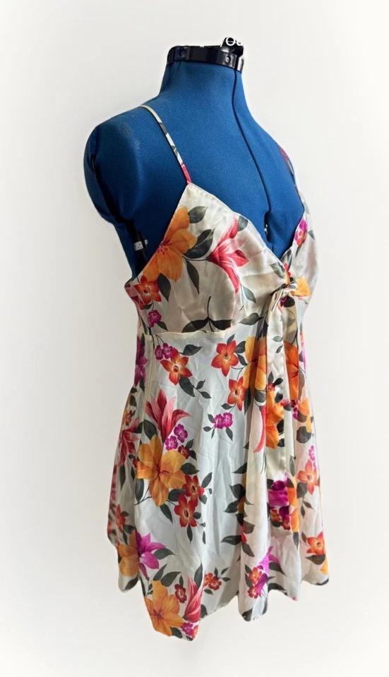 Винтажный 90-х годов Y2K Victoria Secret сексуальная кукла стиль белье оранжевый цветочный скольжения - Изображение 3 из 4