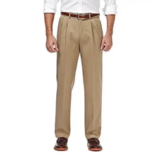 Haggar Classic Fit Premium No Iron Khakis 40 x 32 Pleated Front NEW Sand