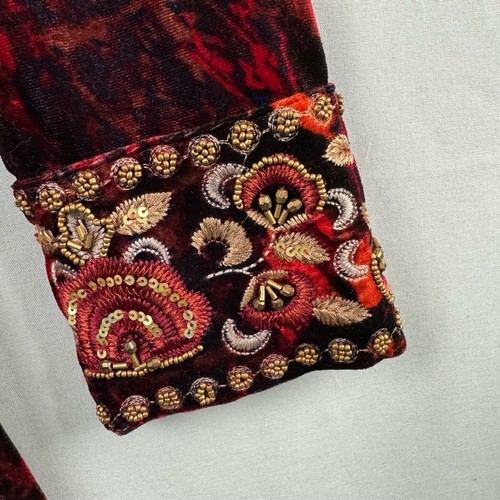 Soft Surroundings Maxi Dress Womens Medium Velvet Abstract Beaded Embroidered - Picture 4 of 15