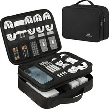 Electronics Organizer Travel Case Water Resistant Cable Bag for Cord Phone Table