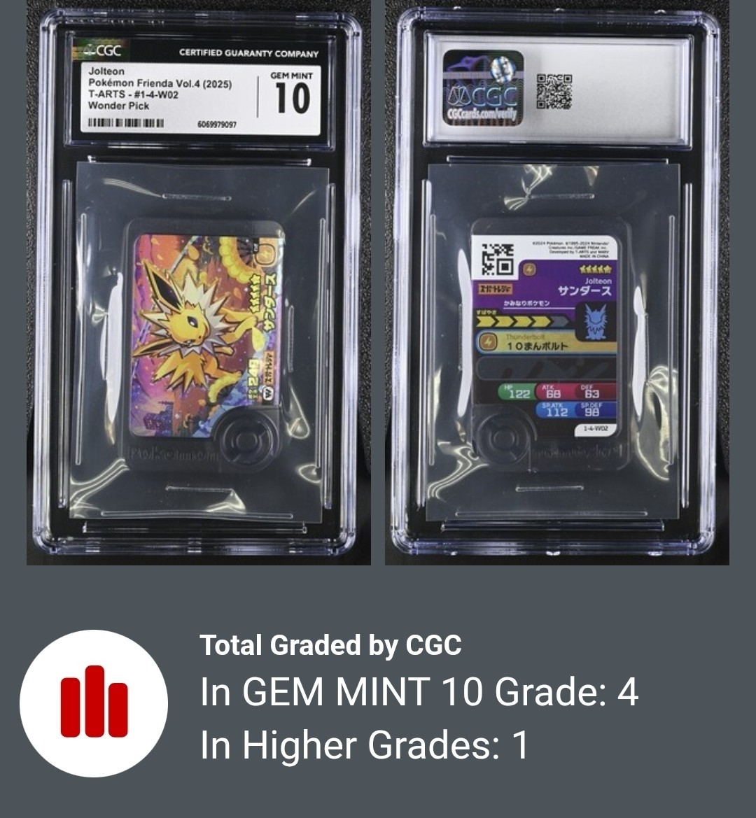 CGC GEM MINT 10 Jolteon 2025 Special Pokémon Frienda Vol. 4: T