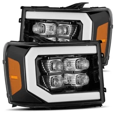 AlphaRex For GMC 1500HD 2007-2013 Projector Headlights NOVA LED Plank Chrome