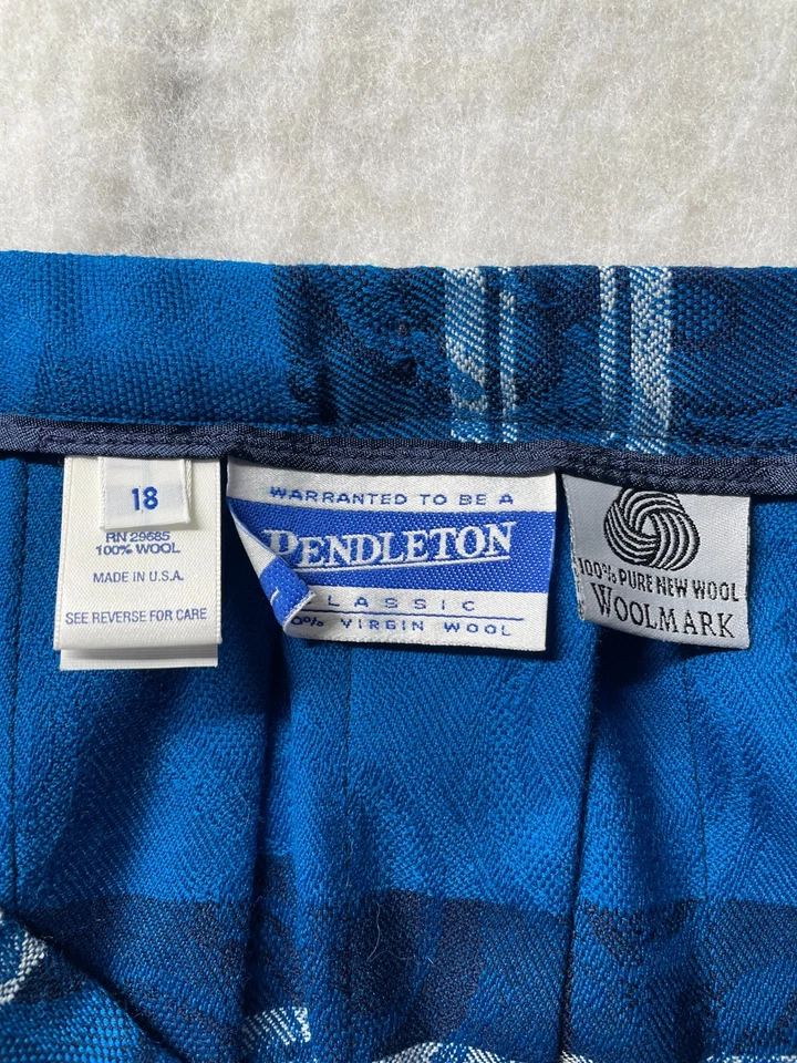 Pendleton Mujer Azul Estampado a Cuadros Lana Clásica Preppy Falda Plisada Talla 18 Foto 3 de 4