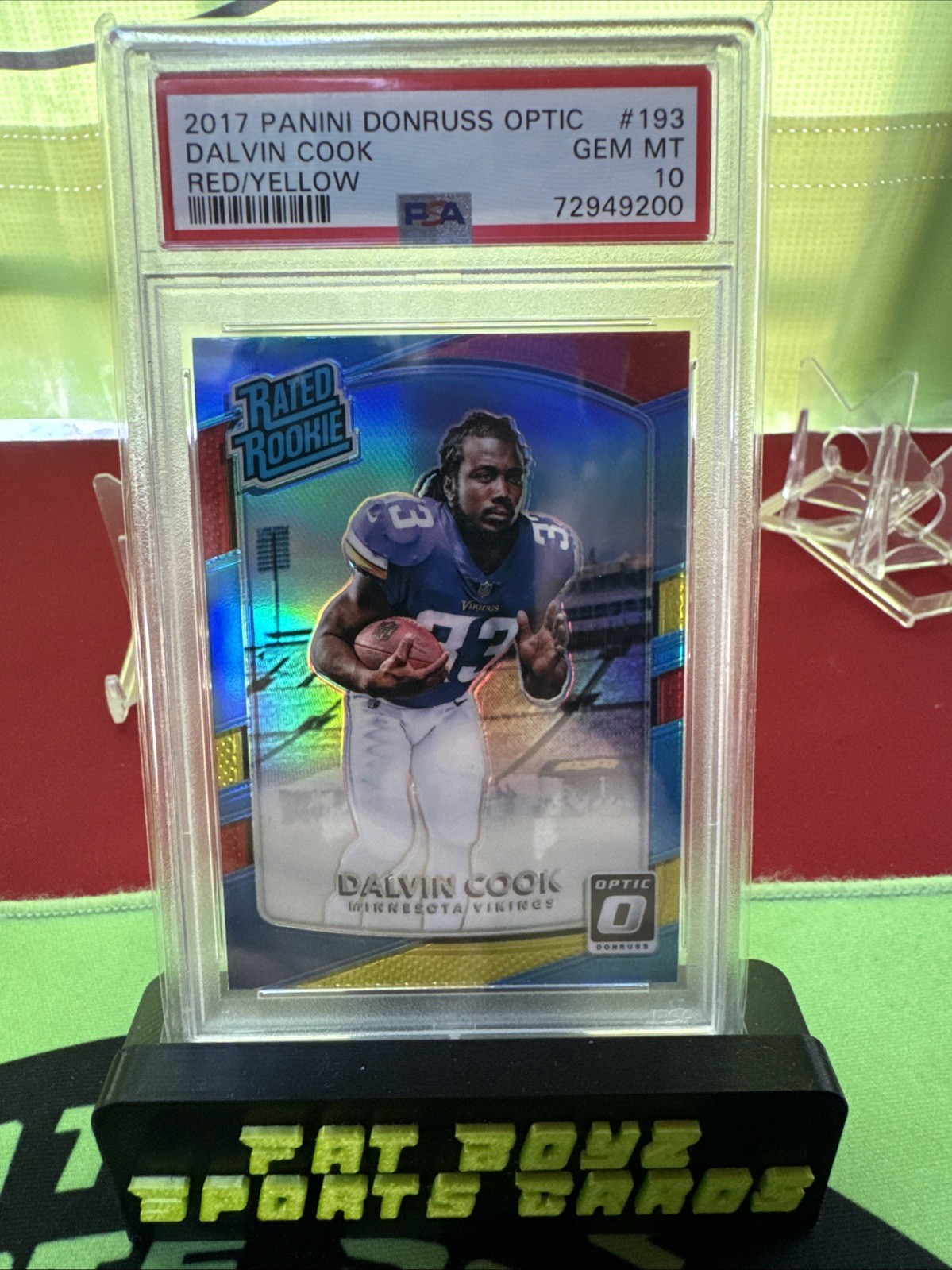 2017 PANINI DONRUSS OPTIC RED/YELLOW #193 DALVIN COOK ROOKIE RC PSA 10