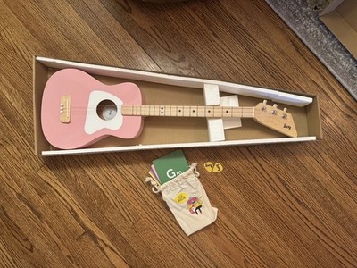 Loog Pro Acoustic Kids Pink Guitar with Accessories Ages 8+ Flashcards Picks
