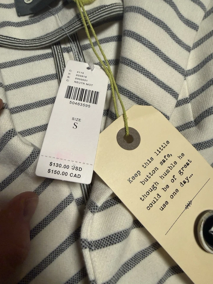 Blazer tejido A by Anthropologie para mujer talla S gris marfil rayas nuevo con etiquetas Foto 3 de 4