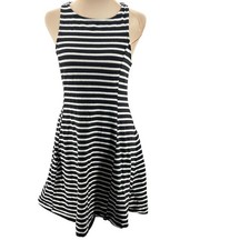 Old Navy Womens Black White Striped Sleeveless Fit Flare Mini Dress Size M
