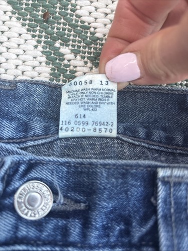 Vintage 90s Levis Jeans Dry Goods 595 Baggy Straight Boy’s Sz 10 Skater Hip Hop - Picture 11 of 14
