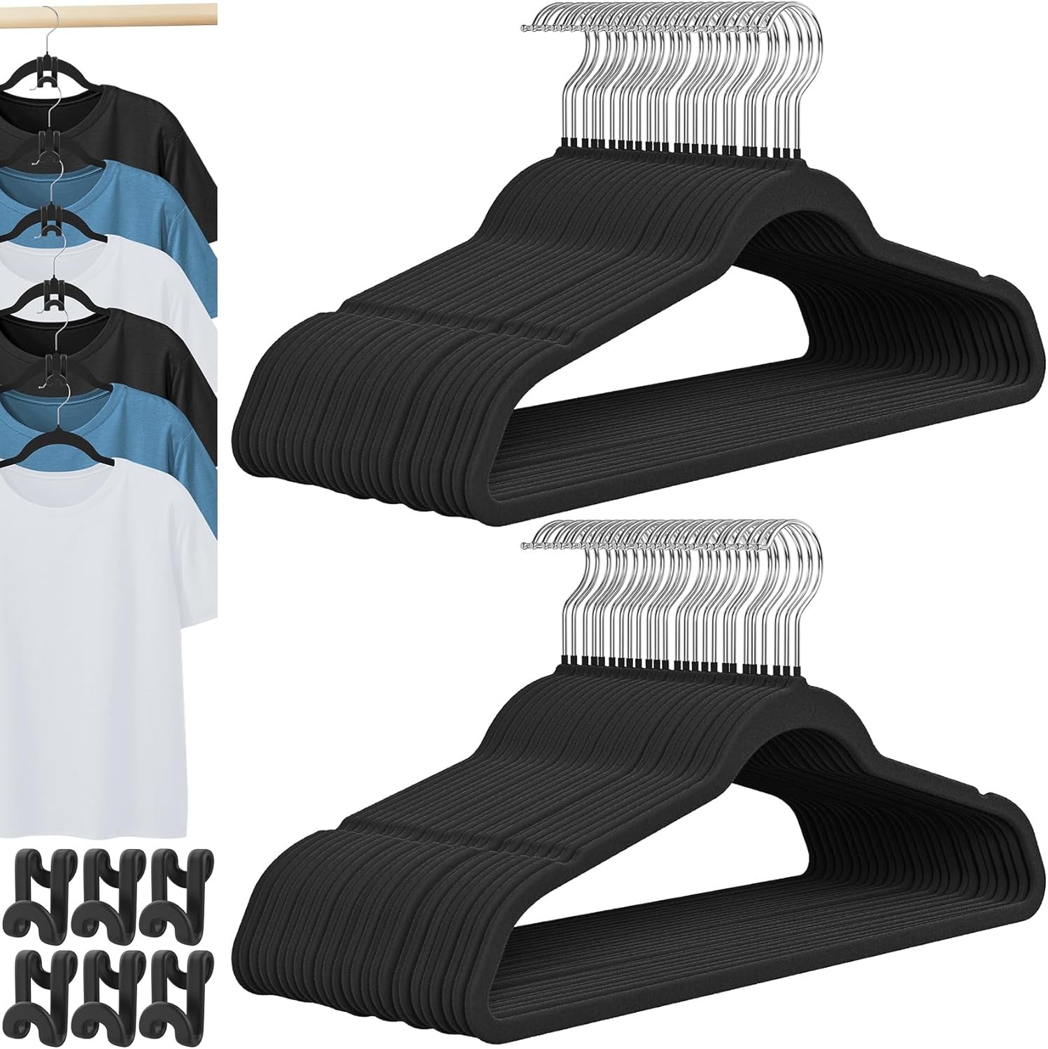 Velvet Hangers 50 Pack, Felt Hangers Clothes Coat Hanger Velvet with 360° Swive-image