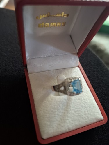 Aquamarine Ring Set In Platinum - Picture 2 of 3