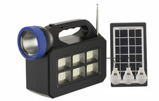 GENERATORE CON PANNELLO SOLARE PORTATILE CON CASSA BLUETOOTH RADIO FM E TORCIA