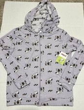 Snoopy Peanuts Full Zip Hoodie Easter Basket Woodstock Purple Youth Size Large