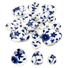 100g Ceramic Mosaic Tiles, Pebble Blue and White Ceramic Tiles