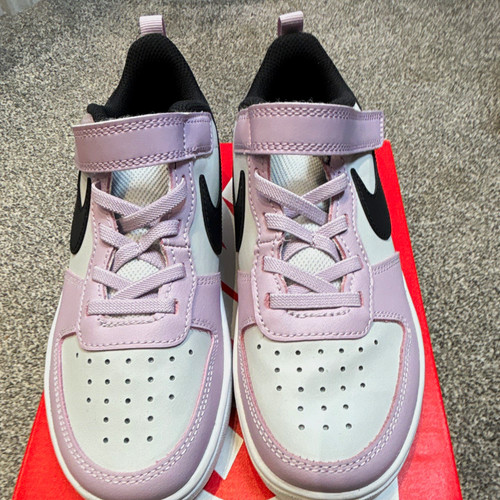 Nike Unisex Kids Leather Hook & Loop Low Top Trainers Pink UK 2.5