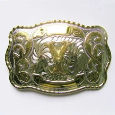 NEW INITIAL " Y "  RODEO BIG COWBOY WESTERN BELT BUCKLE