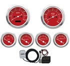 MOTOR METER RACING Classic Red 6 Gauge Set GPS Speedometer MPH °F PSI 85mm 52mm