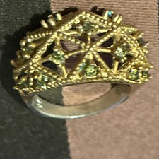925 Sterling Silver with Bronze /CZ Gold Tone Mash, Hedgehog Ring Sz 6.75