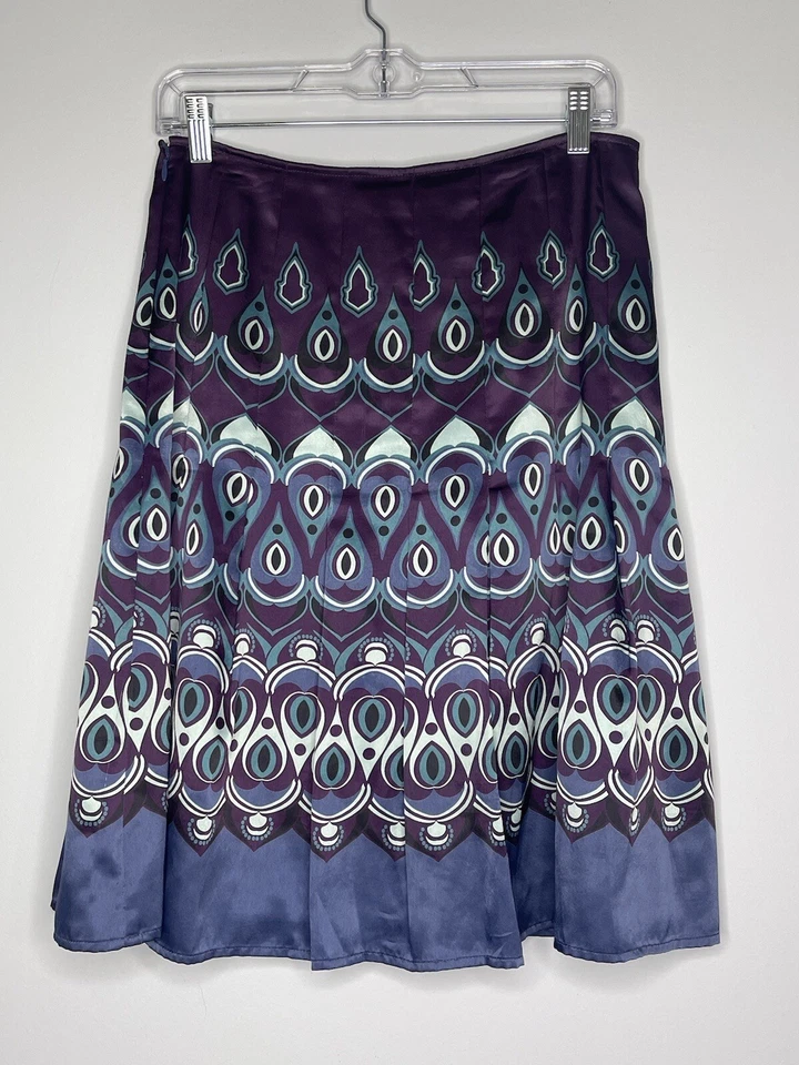 Falda para mujer AXCESS By Liz Claiborne 10 acampanada púrpura diseño aguamarina pavo real Foto 2 de 4