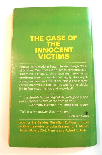 The Case of the Innocent Vicitims Paperback Book by John Creasey - Picture 3 of 3