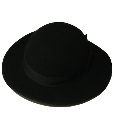 First Issue Liz Claiborne Black Wool Bowler Hat Leopard Print Trim Vintage Ladies Vintage 90 main image 4