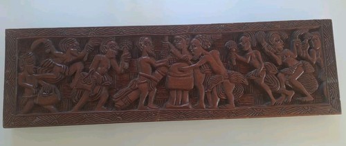Large Plate Wooden Carved Dancers Ceremony African Character Africa - Photo 12 sur 13