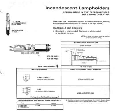 DIALCO SWITCHBOARD - RAILROAD - PANEL - LAMPHOLDER 105-4428-0737-200 DIALIGHT