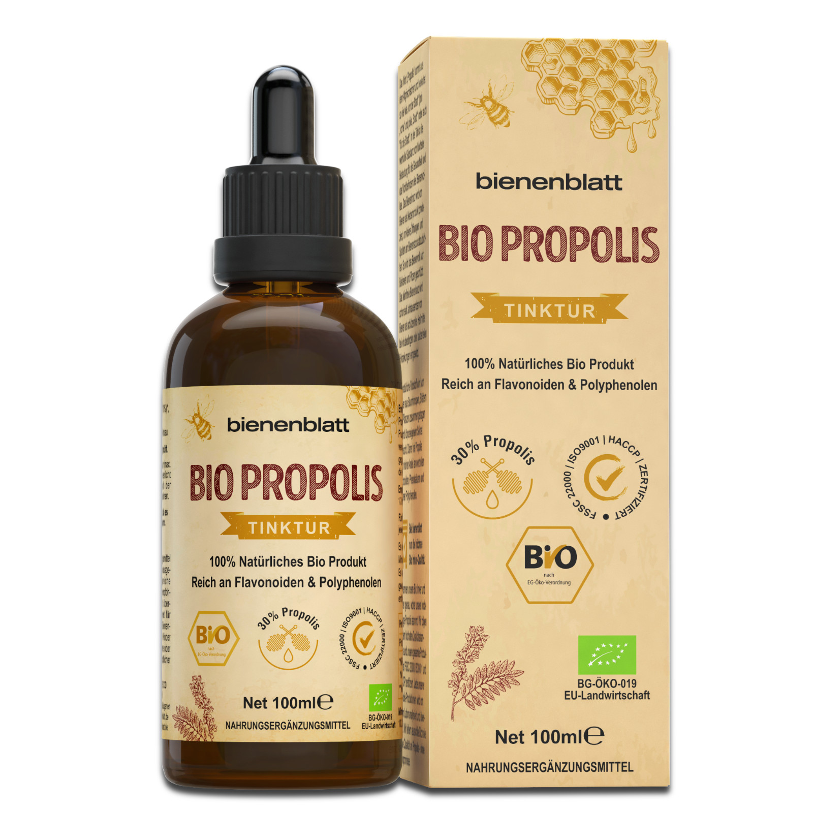 Bio Propolis 30 % Extrakt, 100ml Tinktur in Apothekerflasche mit Pipette