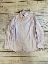 Chaps Dress Shirt Mens Large 14-16 White Stretch Easy Care Collared Button Down